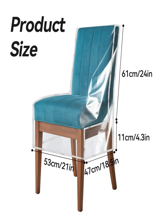 Klmnop 4 Pack Plastic Chair Covers, Clear PVC Dining Room Chairs Cover Set Fit 21W x 18.5D Inch, Waterproof Chair Cover with Backrest Seat Protector for Party Hotel Wedding No Dust/Dirt/Spill(Clear) - Image 2
